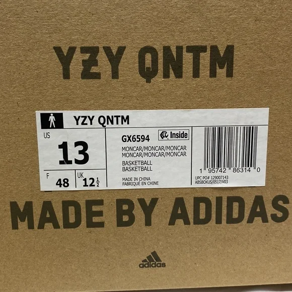 Adidas Yeezy QNTM Mono Carbon GX6594 Men's Size 13